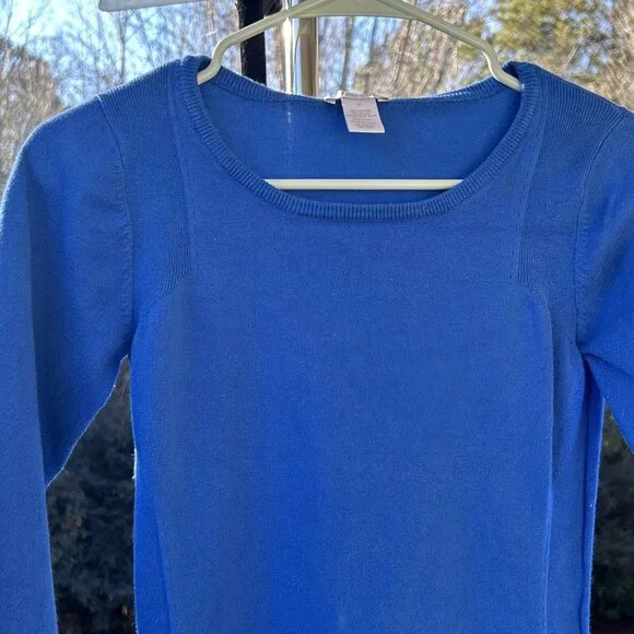 Cache Women’s XS Long Sleeve Sweater Royal Blue Ribbed Gold Zipper Stretch - Picture 10 of 16